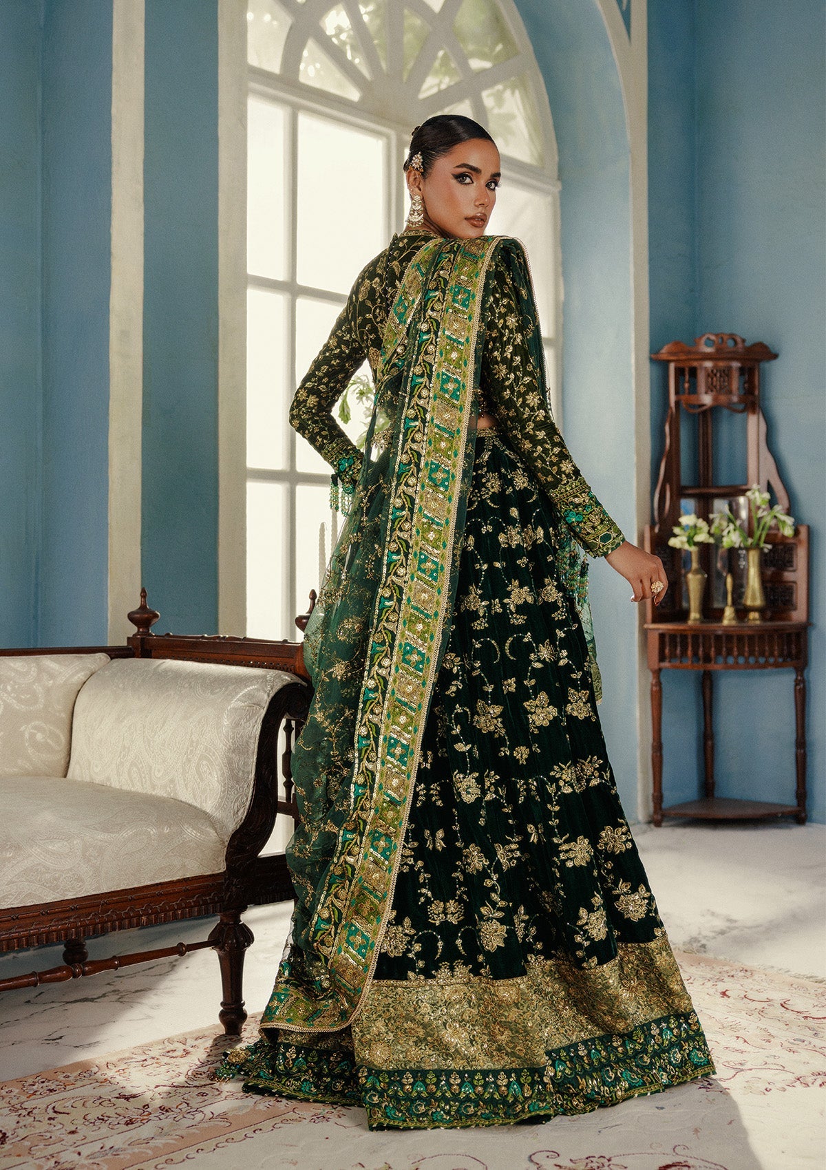 UDAIPUR - LOOK 02 Emerald Green Peshwas For Formal Events - Pakistani Designer Wear for Women in UK | Kifat