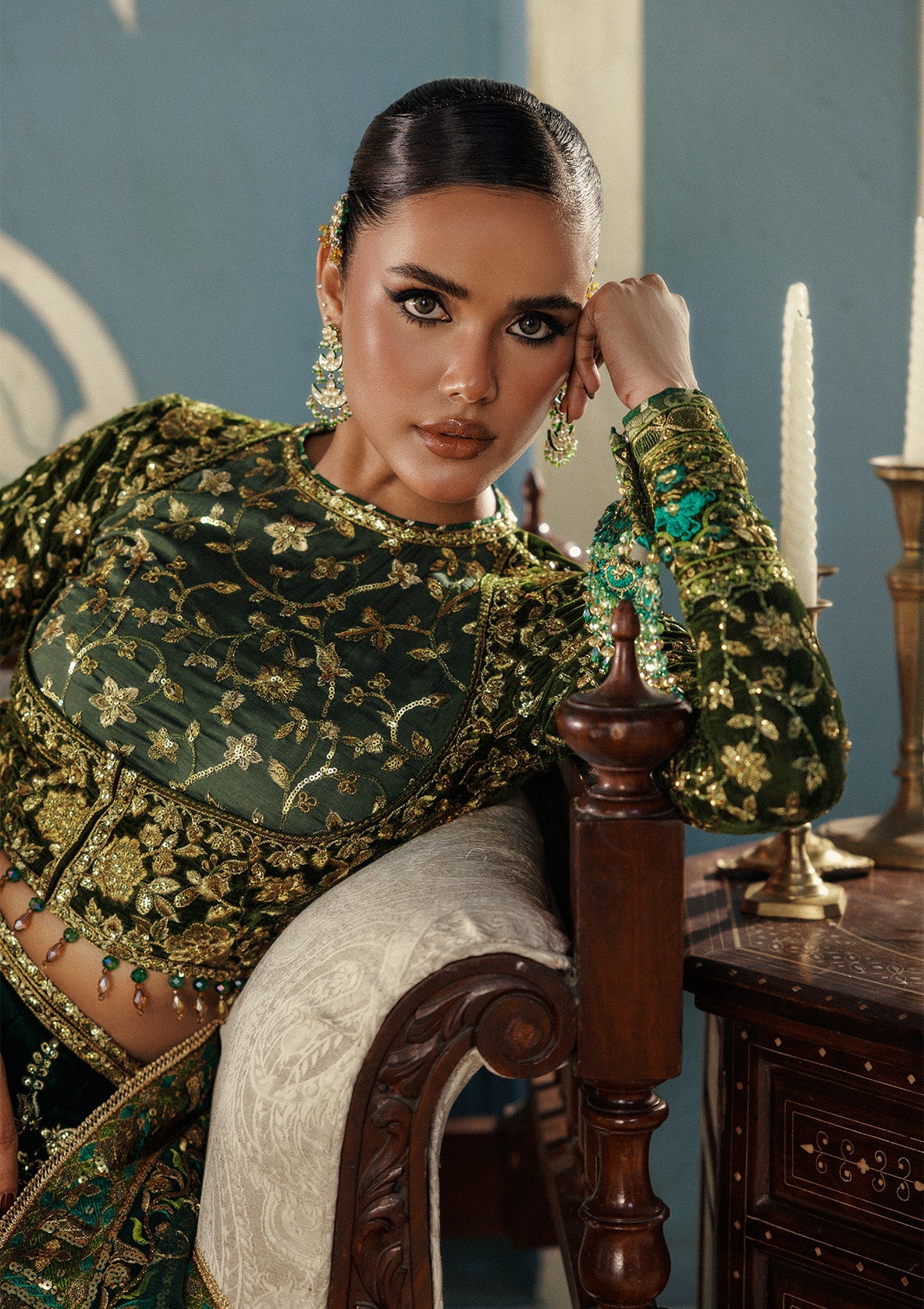 UDAIPUR - LOOK 02 Emerald Green Peshwas For Formal Events - Pakistani Designer Wear for Women in UK | Kifat