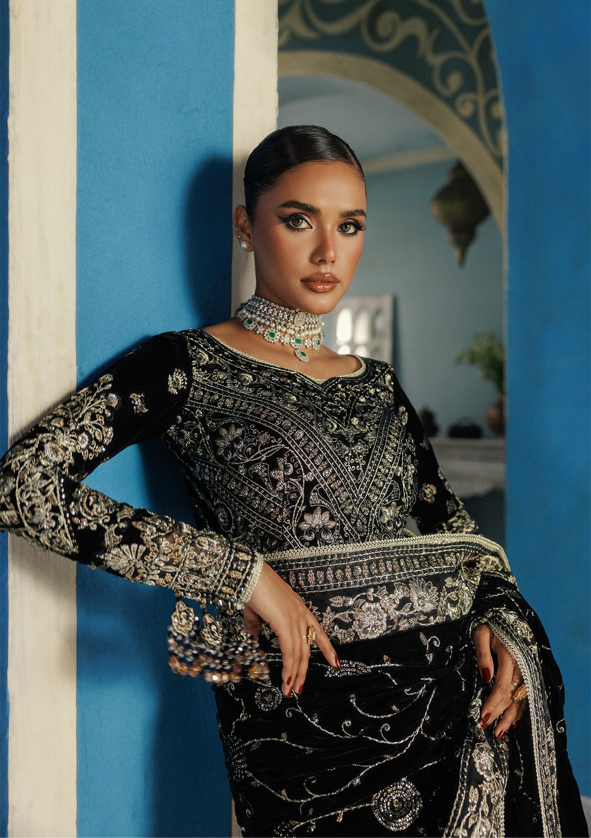 UDAIPUR - LOOK 04 Black Saree For Formal Events - Pakistani Designer Wear for Women in UK | Kifat