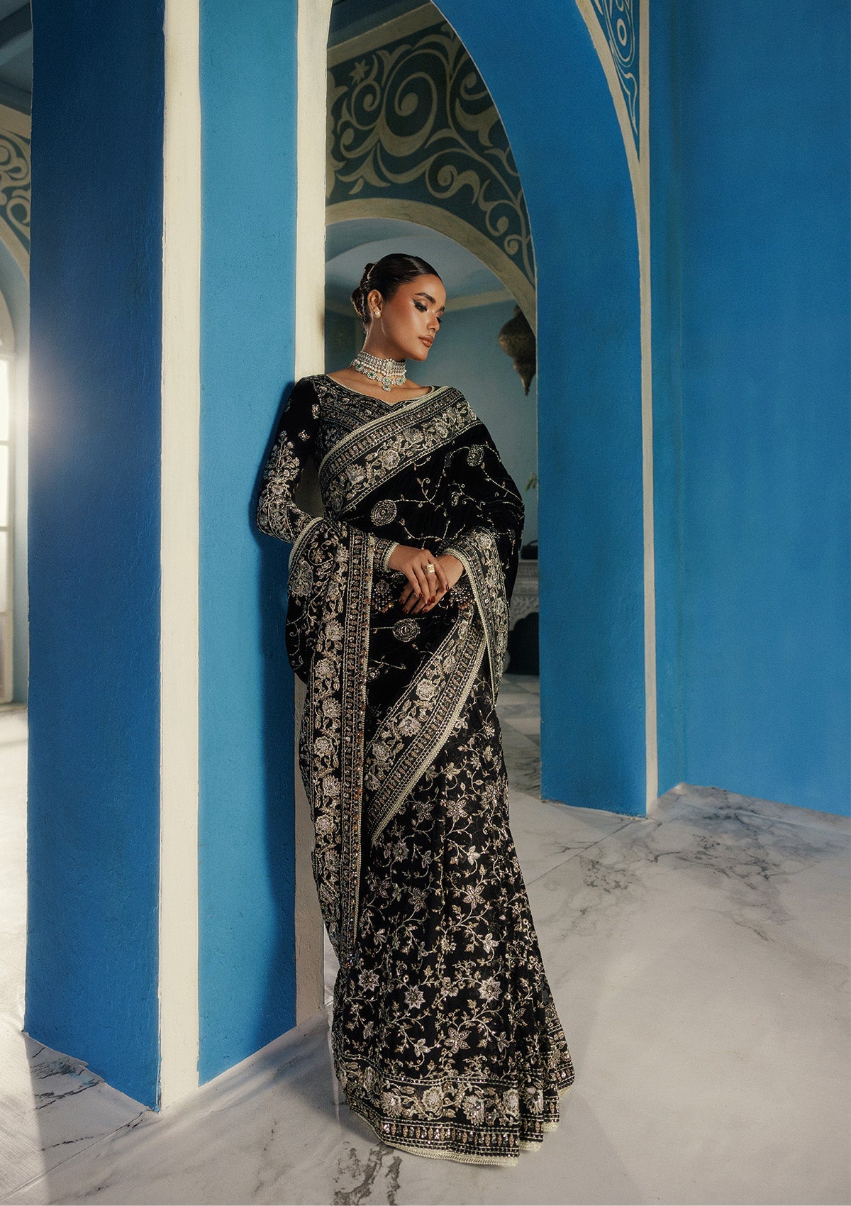 UDAIPUR - LOOK 04 Black Saree For Formal Events - Pakistani Designer Wear for Women in UK | Kifat