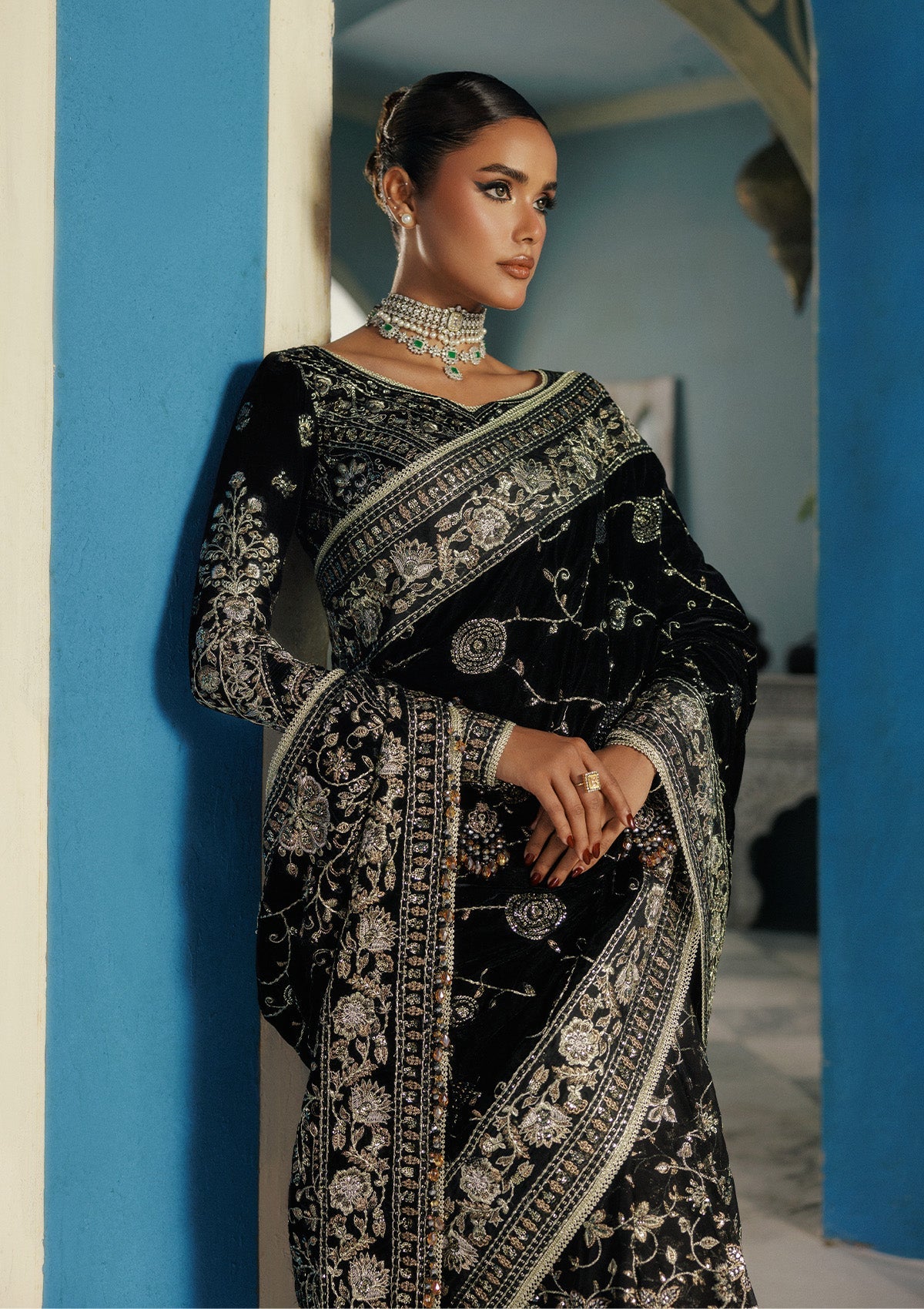 UDAIPUR - LOOK 04 Black Saree For Formal Events - Pakistani Designer Wear for Women in UK | Kifat
