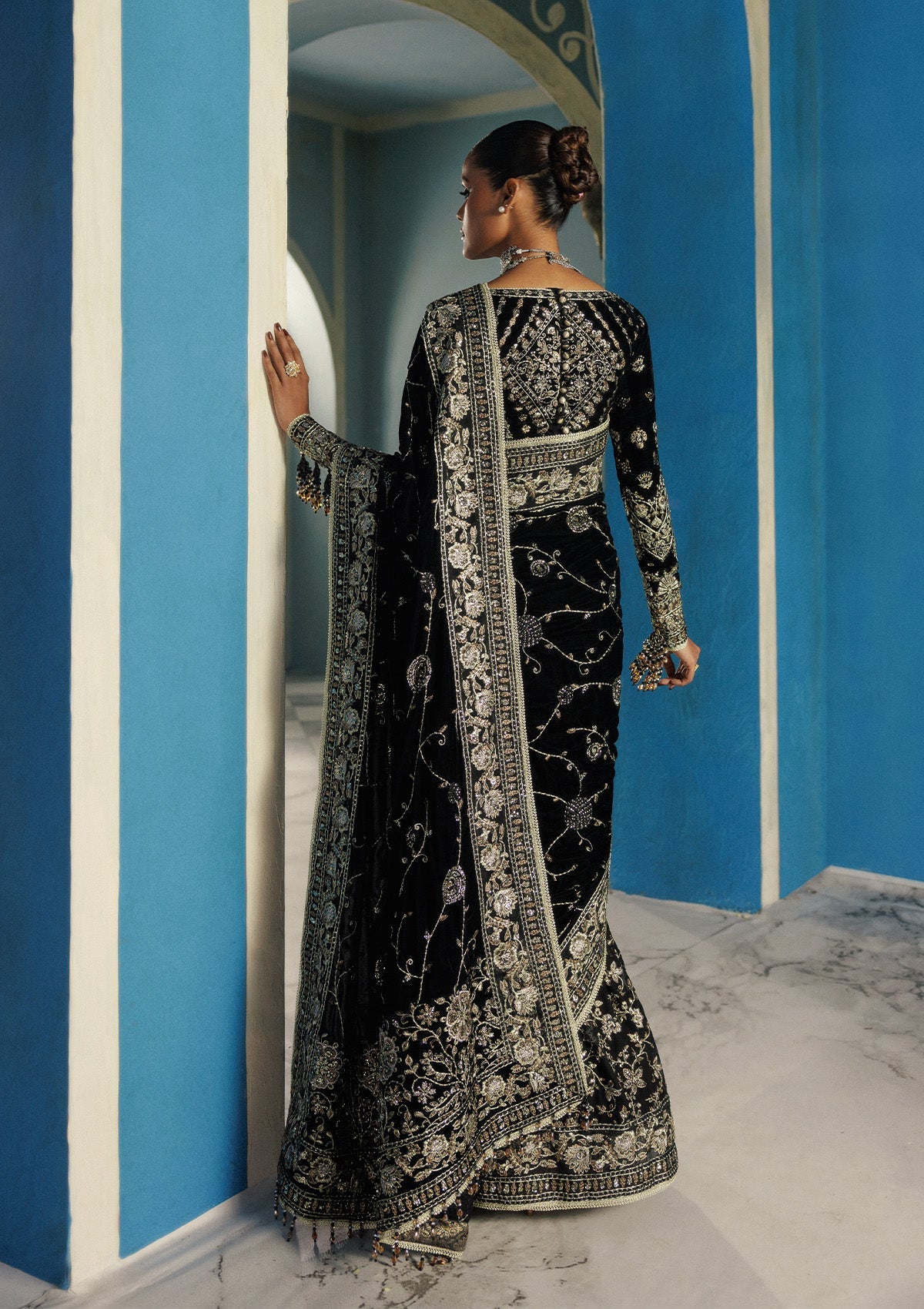 UDAIPUR - LOOK 04 Black Saree For Formal Events - Pakistani Designer Wear for Women in UK | Kifat