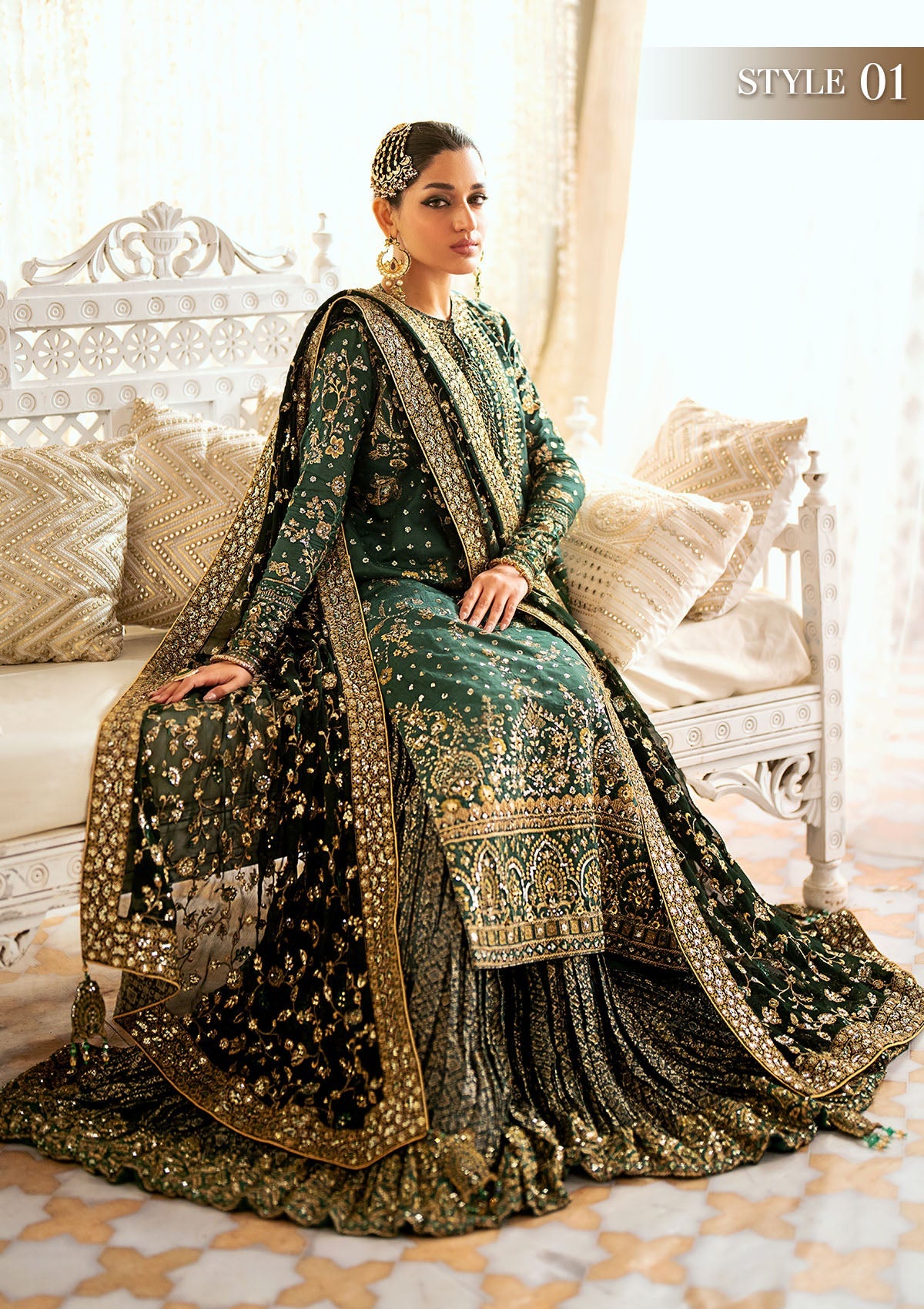 WEDDING FESTIVE '24 VOL. 1 - LOOK 07 Lilac Long Shirt with Crushed Sharara,Long Shirt with Gharara For Wedding Events - Pakistani Designer Wear for Women in UK | Kifat
