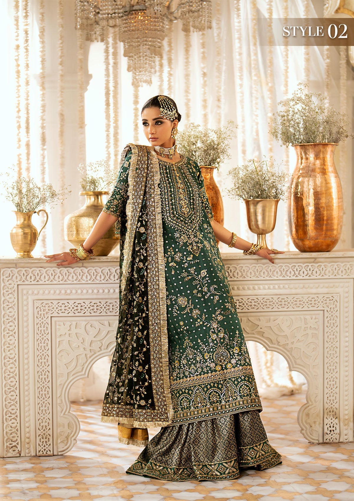 WEDDING FESTIVE '24 VOL. 1 - LOOK 07 Lilac Long Shirt with Crushed Sharara,Long Shirt with Gharara For Wedding Events - Pakistani Designer Wear for Women in UK | Kifat
