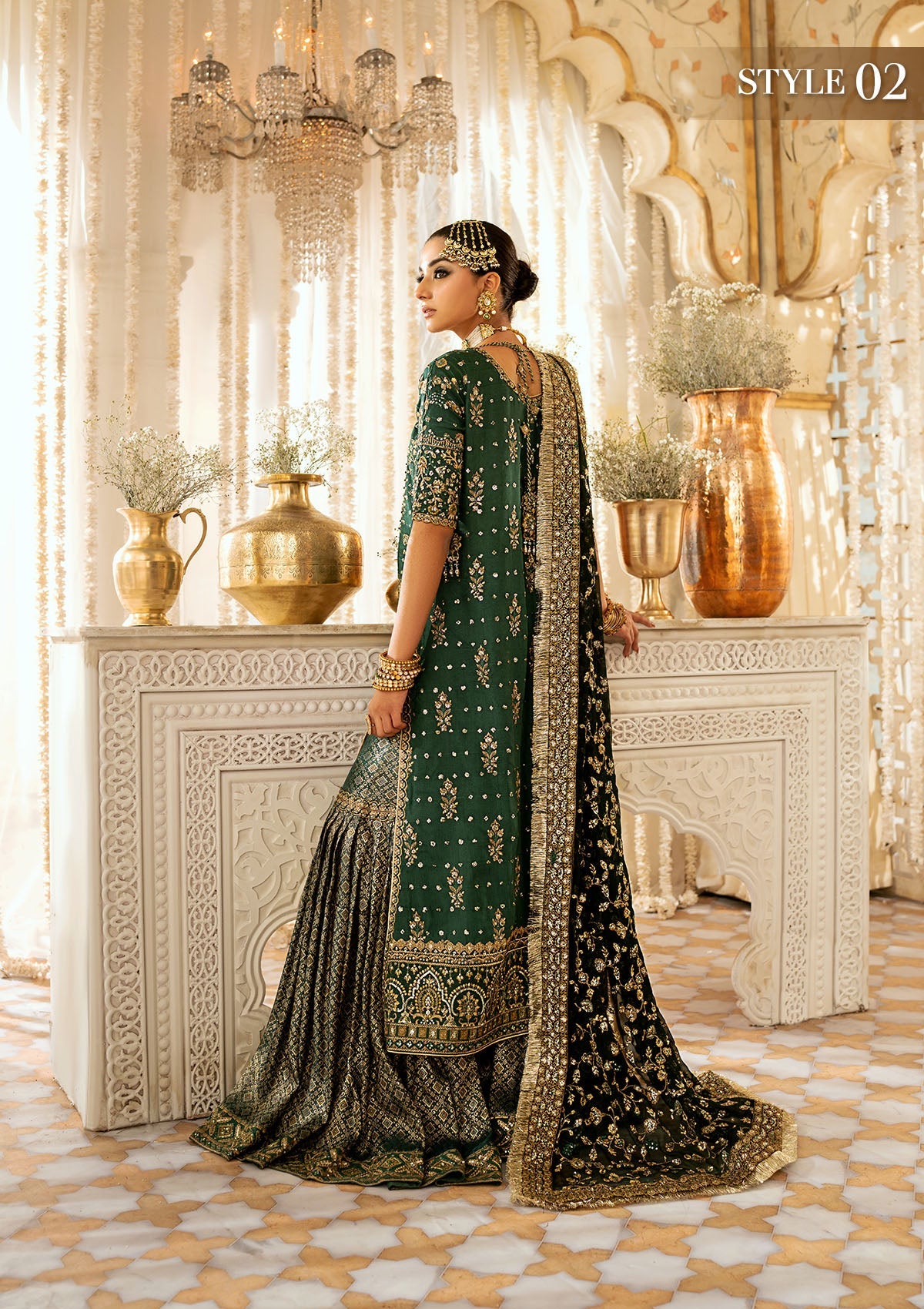 WEDDING FESTIVE '24 VOL. 1 - LOOK 07 Lilac Long Shirt with Crushed Sharara,Long Shirt with Gharara For Wedding Events - Pakistani Designer Wear for Women in UK | Kifat