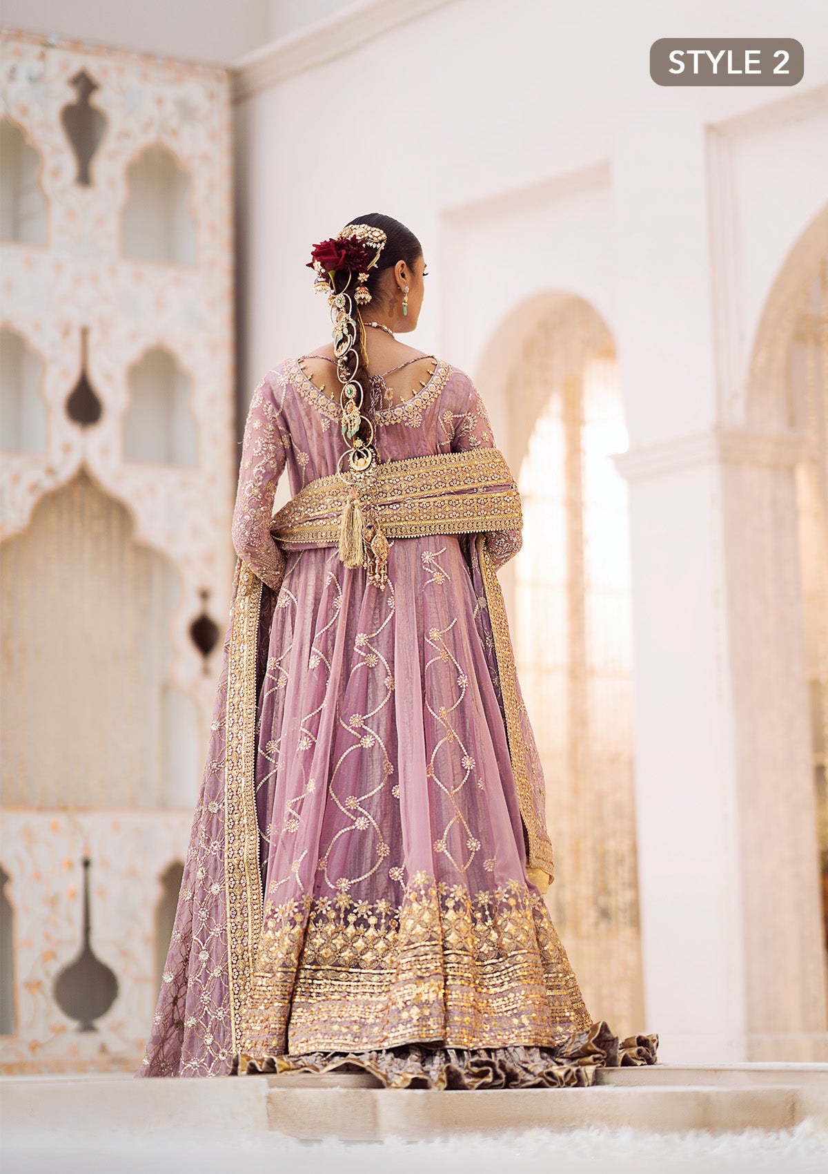 WEDDING FESTIVE 24 VOL. 2 - LOOK 10 Lilac Angrakha with crushed Sharara,Kalidaar with Crushed Frock For Wedding Events - Pakistani Designer Wear for Women in UK | Kifat
