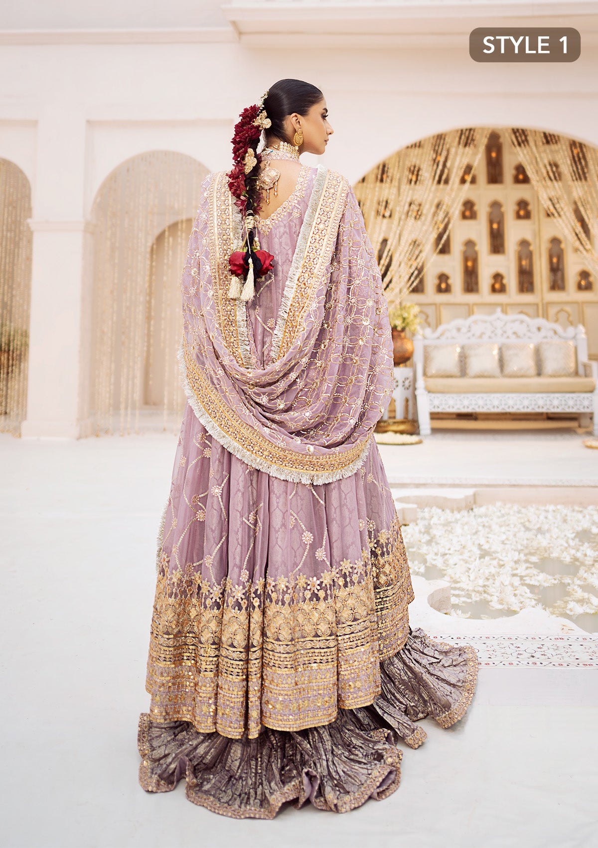 WEDDING FESTIVE 24 VOL. 2 - LOOK 10 Lilac Angrakha with crushed Sharara,Kalidaar with Crushed Frock For Wedding Events - Pakistani Designer Wear for Women in UK | Kifat