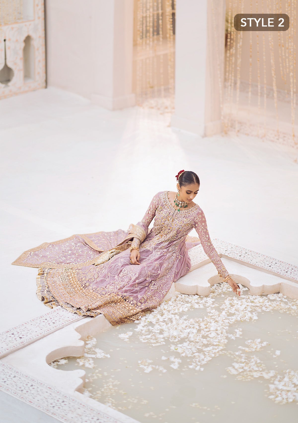 WEDDING FESTIVE 24 VOL. 2 - LOOK 10 Lilac Angrakha with crushed Sharara,Kalidaar with Crushed Frock For Wedding Events - Pakistani Designer Wear for Women in UK | Kifat