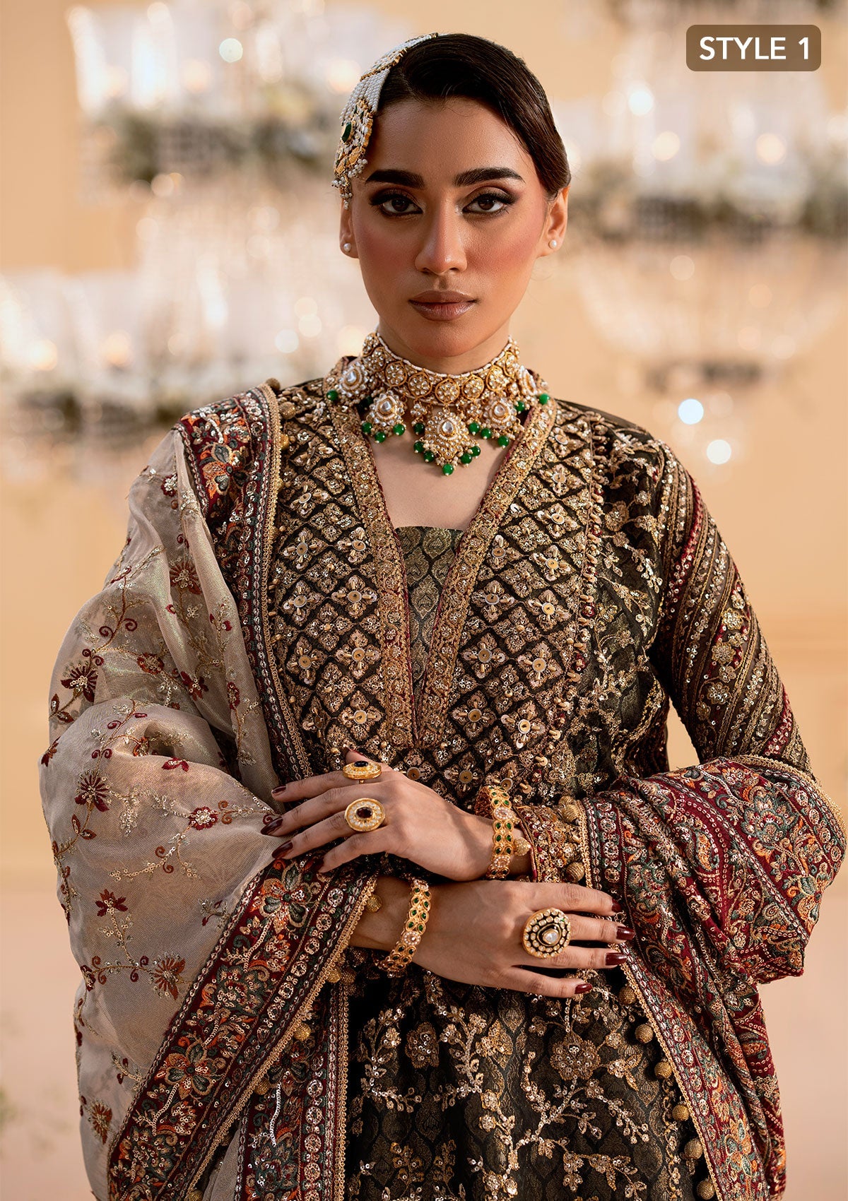 WEDDING FESTIVE 25 VOL. 1 - LOOK 04 Black LONG SHIRT WITH LEHNGA,LONG SHIRT WITH GHARARA For Wedding Events - Pakistani Designer Wear for Women in UK | Kifat