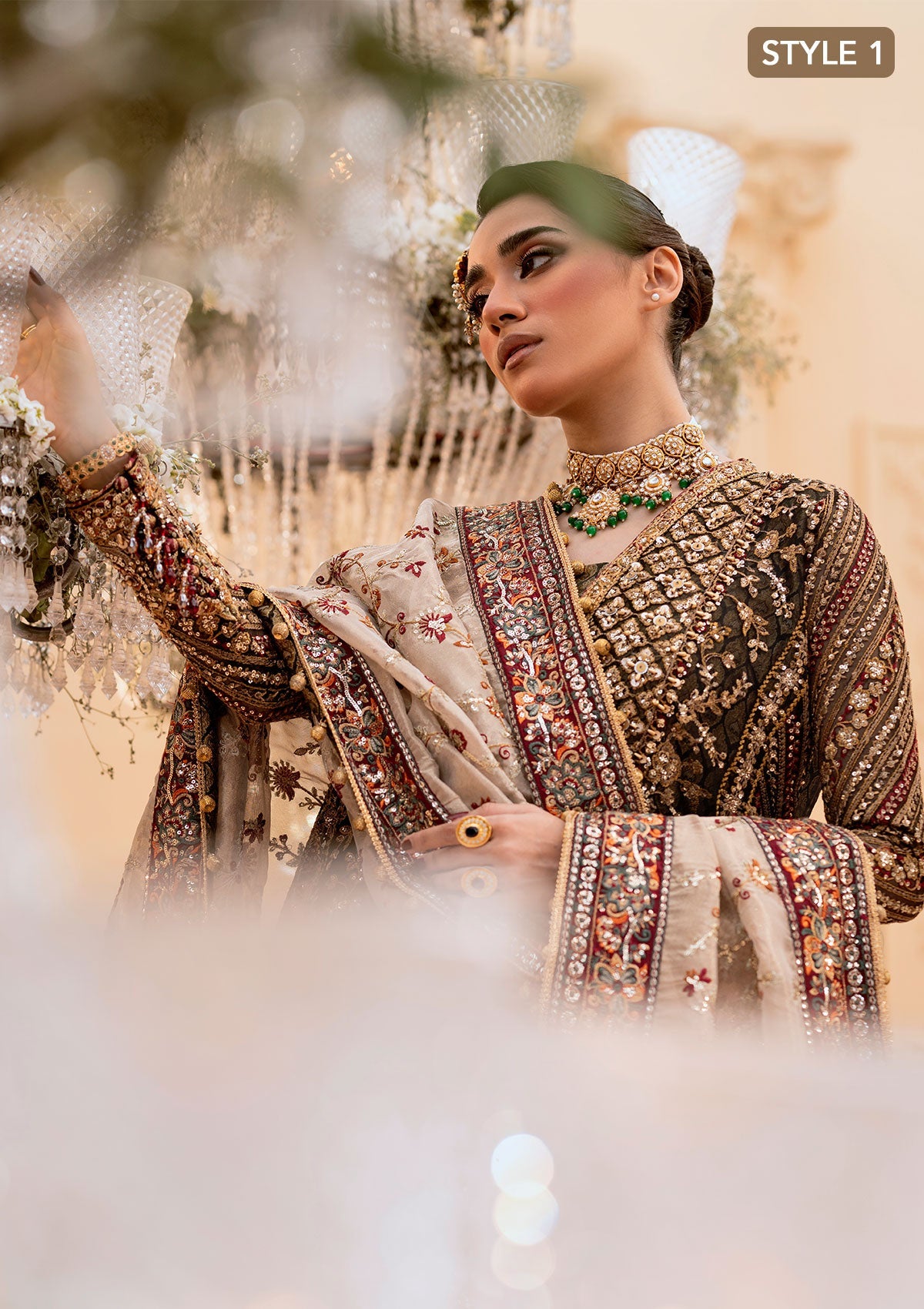 WEDDING FESTIVE 25 VOL. 1 - LOOK 04 Black LONG SHIRT WITH LEHNGA,LONG SHIRT WITH GHARARA For Wedding Events - Pakistani Designer Wear for Women in UK | Kifat