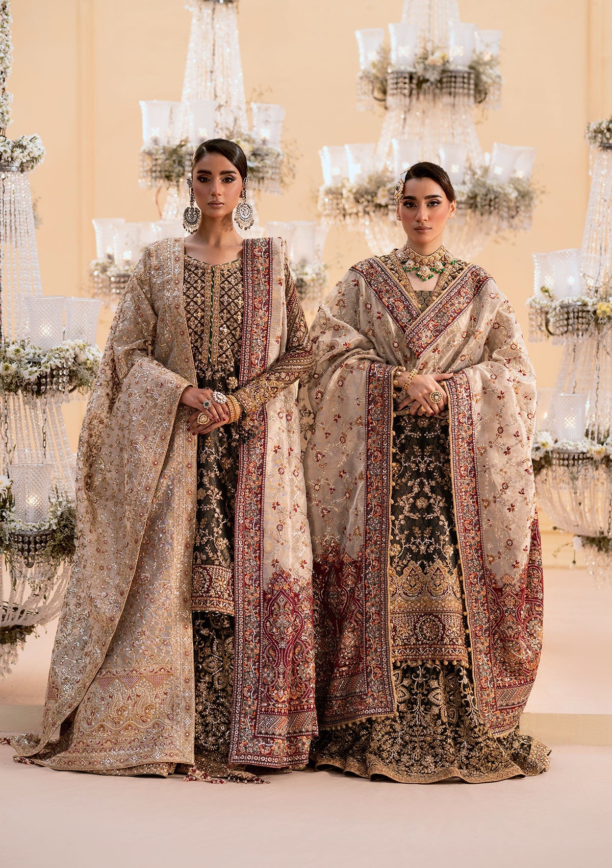 WEDDING FESTIVE 25 VOL. 1 - LOOK 04 Black LONG SHIRT WITH LEHNGA,LONG SHIRT WITH GHARARA For Wedding Events - Pakistani Designer Wear for Women in UK | Kifat