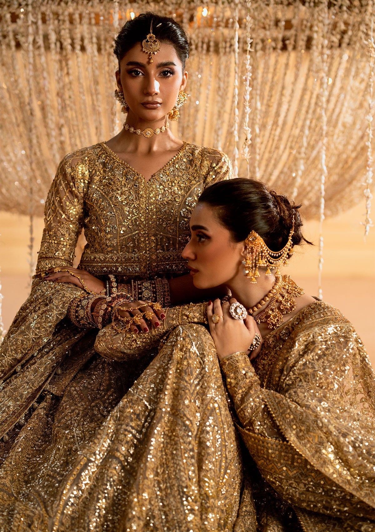 WEDDING FESTIVE 25 VOL. 1 - LOOK 05 Gold KALIDAR WITH CRUSHED SKIRT,KURTI WITH LEHNGA For Wedding Events - Pakistani Designer Wear for Women in UK | Kifat