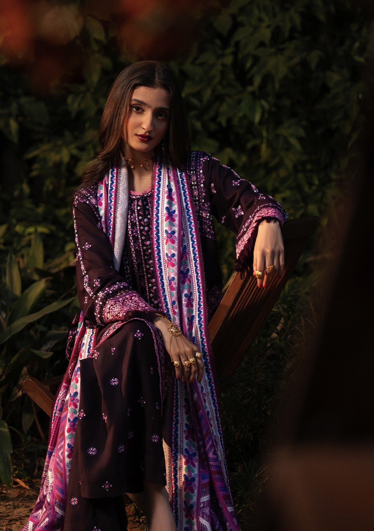 AIK ROZ '25 D1 - KARANDI - LOOK 04 Purple Mid Length Shirt For Casual Events - Pakistani Designer Wear for Women in UK | Kifat