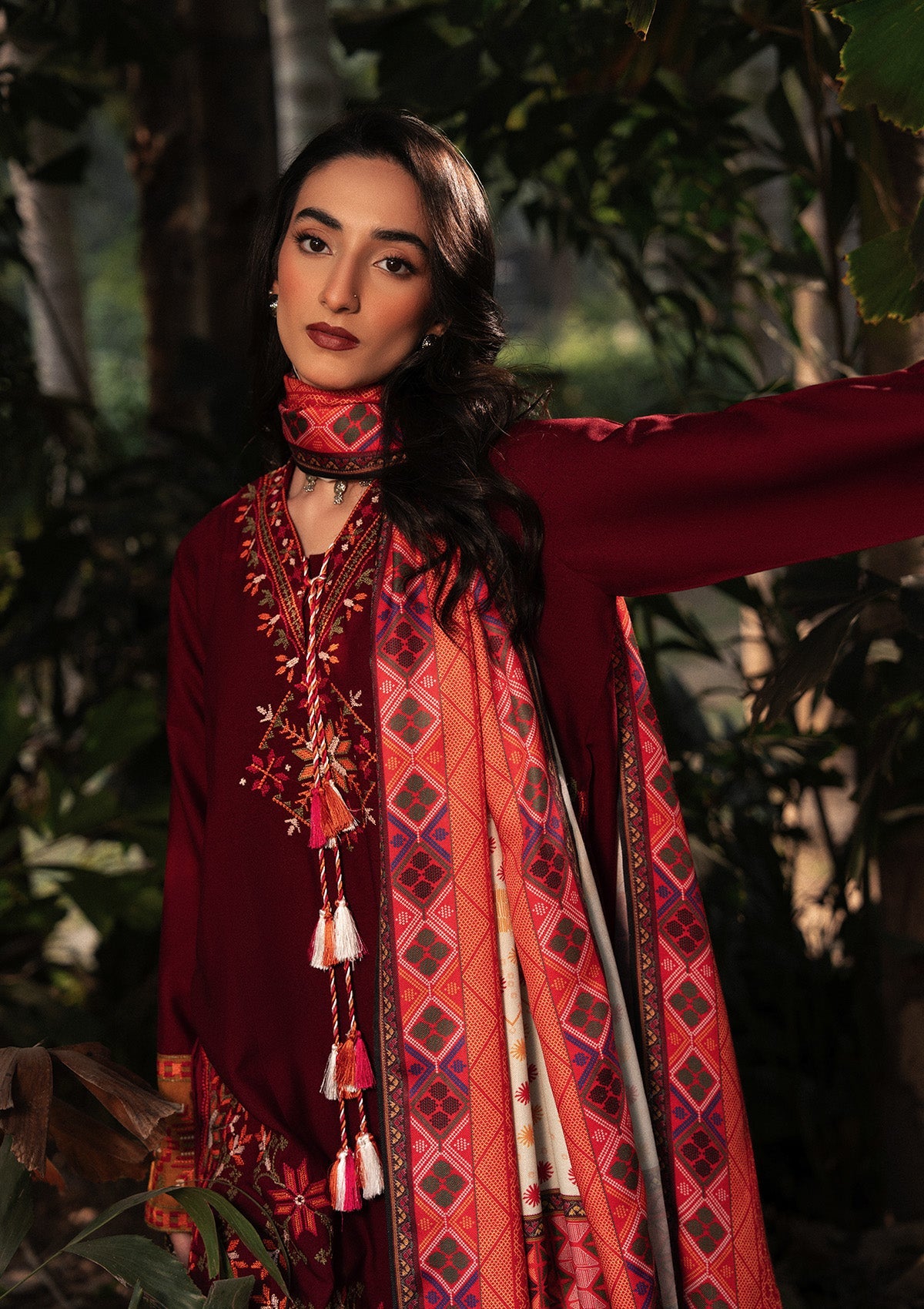 AIK ROZ '25 D1 - KARANDI - LOOK 05 Red Mid Length shirt For Casual Events - Pakistani Designer Wear for Women in UK | Kifat
