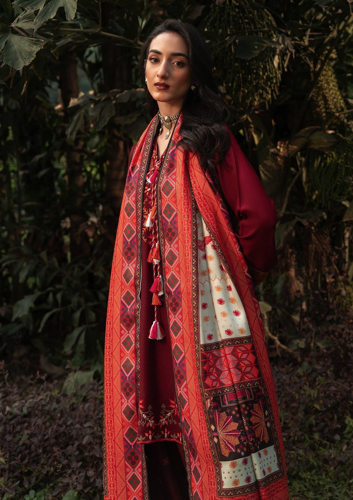 AIK ROZ '25 D1 - KARANDI - LOOK 05 Red Mid Length shirt For Casual Events - Pakistani Designer Wear for Women in UK | Kifat