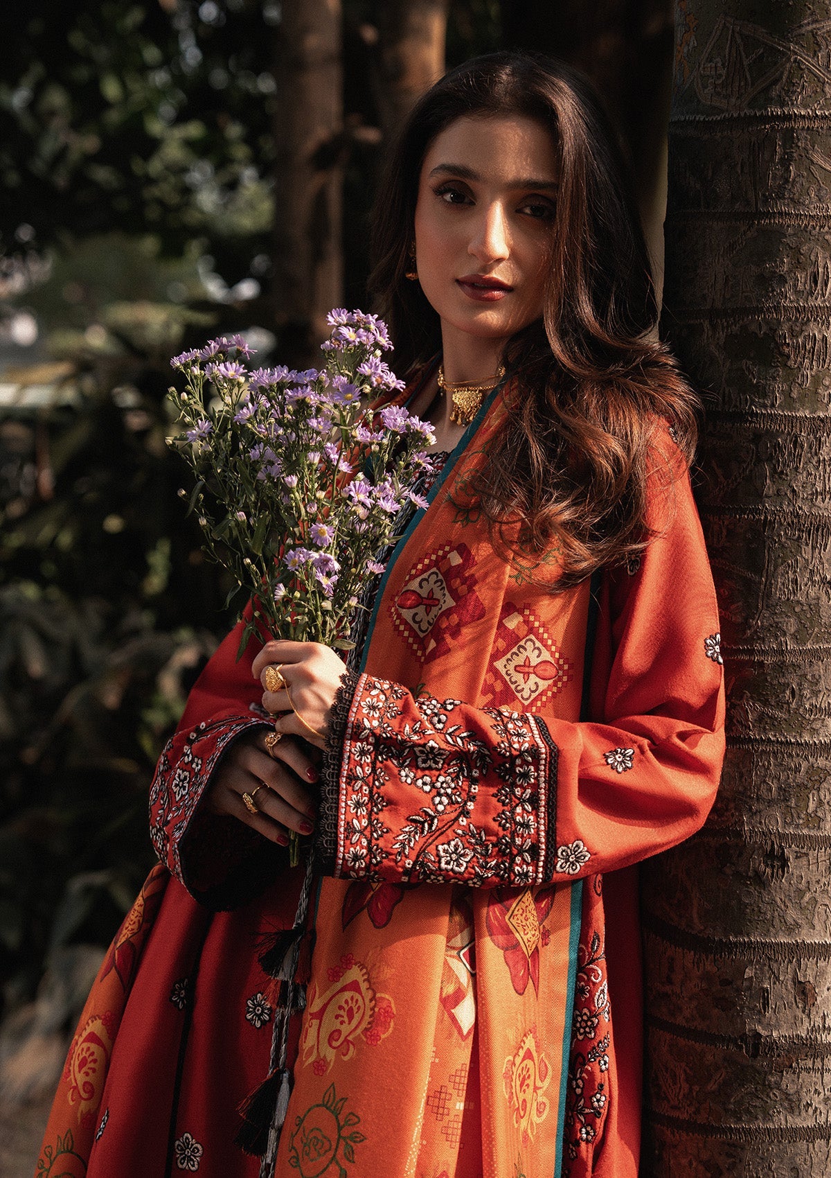 AIK ROZ '25 D1 - KARANDI - LOOK 06 Orange Mid Length Shirt For Casual Events - Pakistani Designer Wear for Women in UK | Kifat