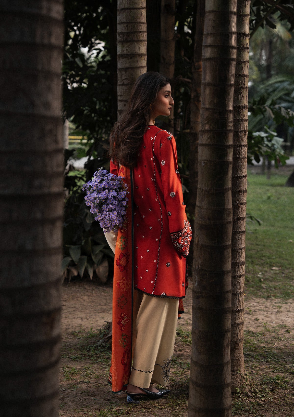 AIK ROZ '25 D1 - KARANDI - LOOK 06 Orange Mid Length Shirt For Casual Events - Pakistani Designer Wear for Women in UK | Kifat