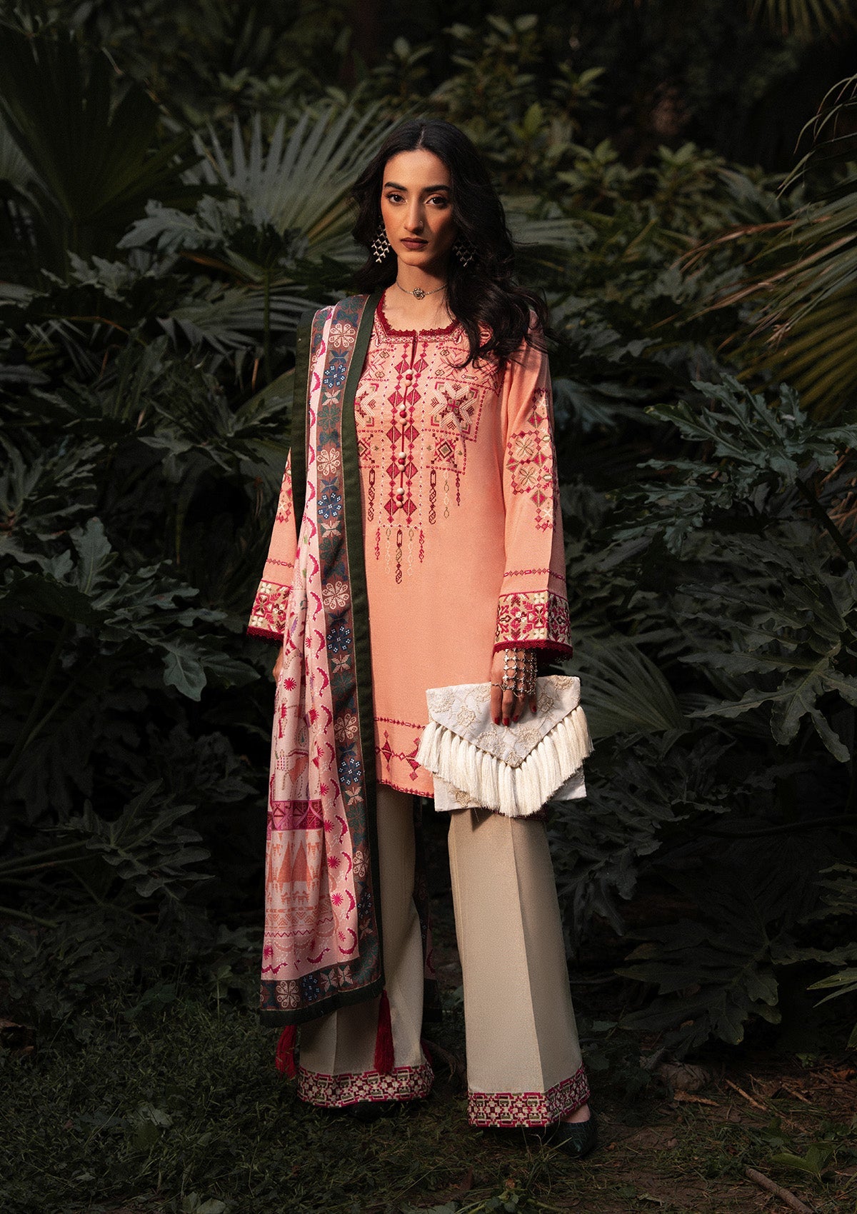 AIK ROZ '25 D1 - KARANDI - LOOK 07 Pink Mid Length Shirt For Casual Events - Pakistani Designer Wear for Women in UK | Kifat
