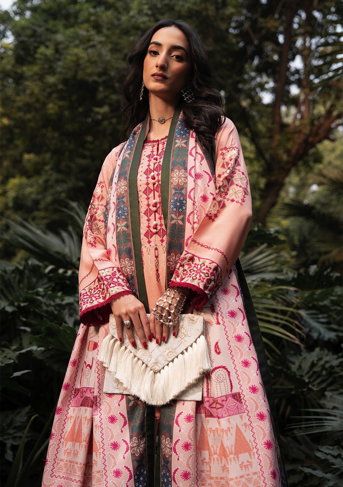 AIK ROZ '25 D1 - KARANDI - LOOK 07 Pink Mid Length Shirt For Casual Events - Pakistani Designer Wear for Women in UK | Kifat