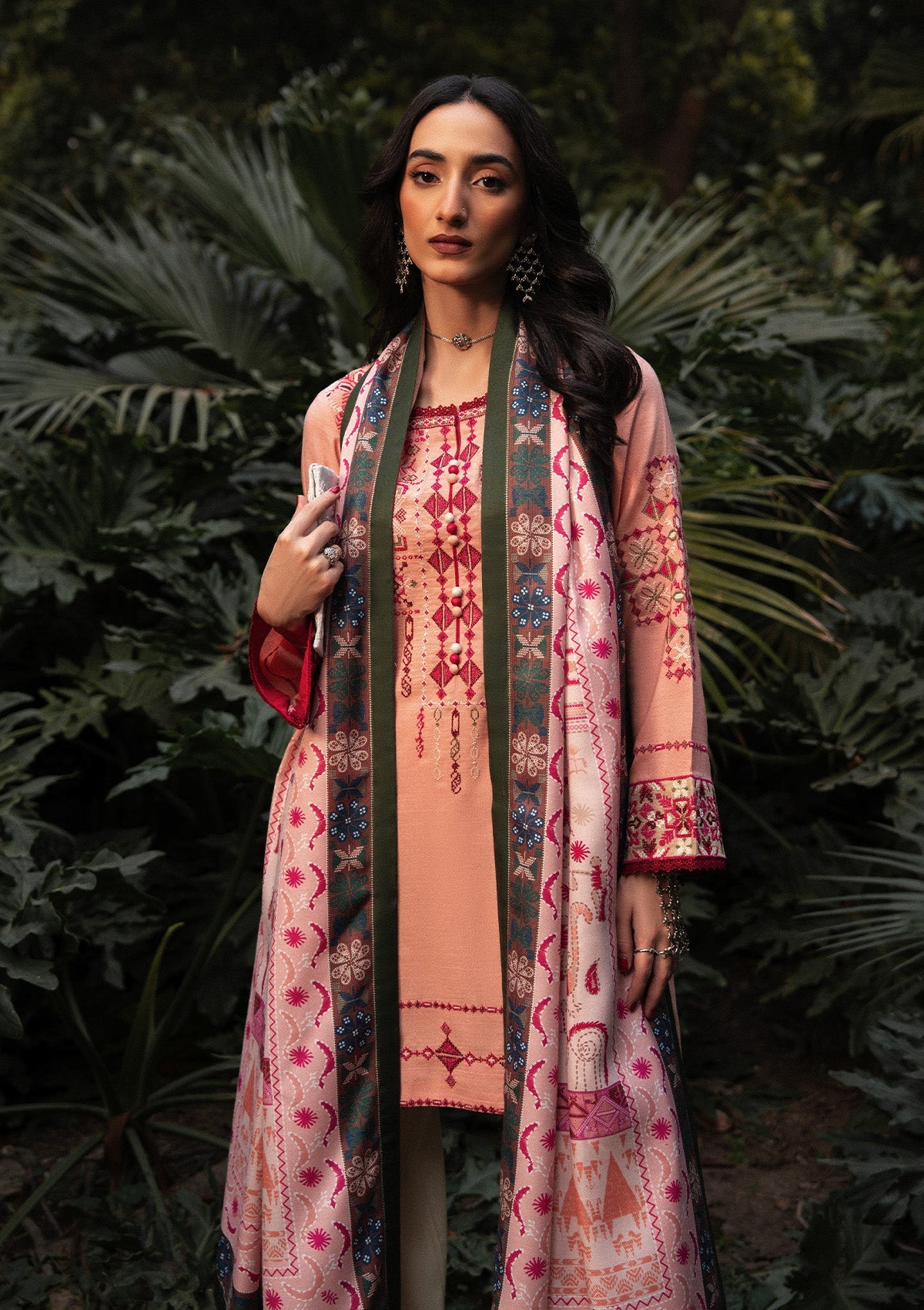 AIK ROZ '25 D1 - KARANDI - LOOK 07 Pink Mid Length Shirt For Casual Events - Pakistani Designer Wear for Women in UK | Kifat