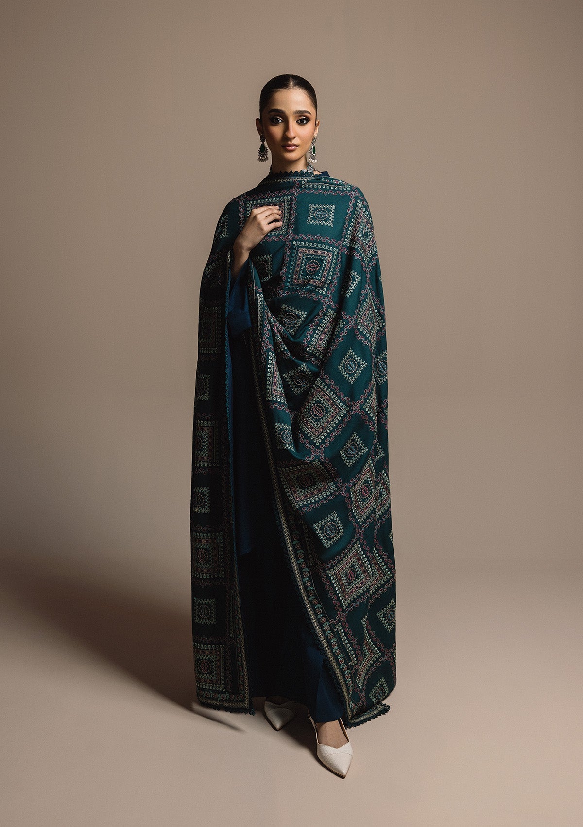 AIK ROZ '25 D3 - KARANDI - LOOK 01 Blue Long Shirt For Casual Events - Pakistani Designer Wear for Women in UK | Kifat
