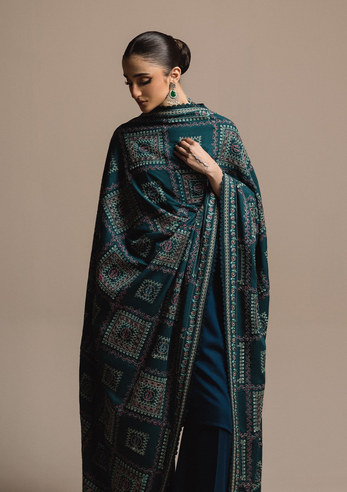 AIK ROZ '25 D3 - KARANDI - LOOK 01 Blue Long Shirt For Casual Events - Pakistani Designer Wear for Women in UK | Kifat