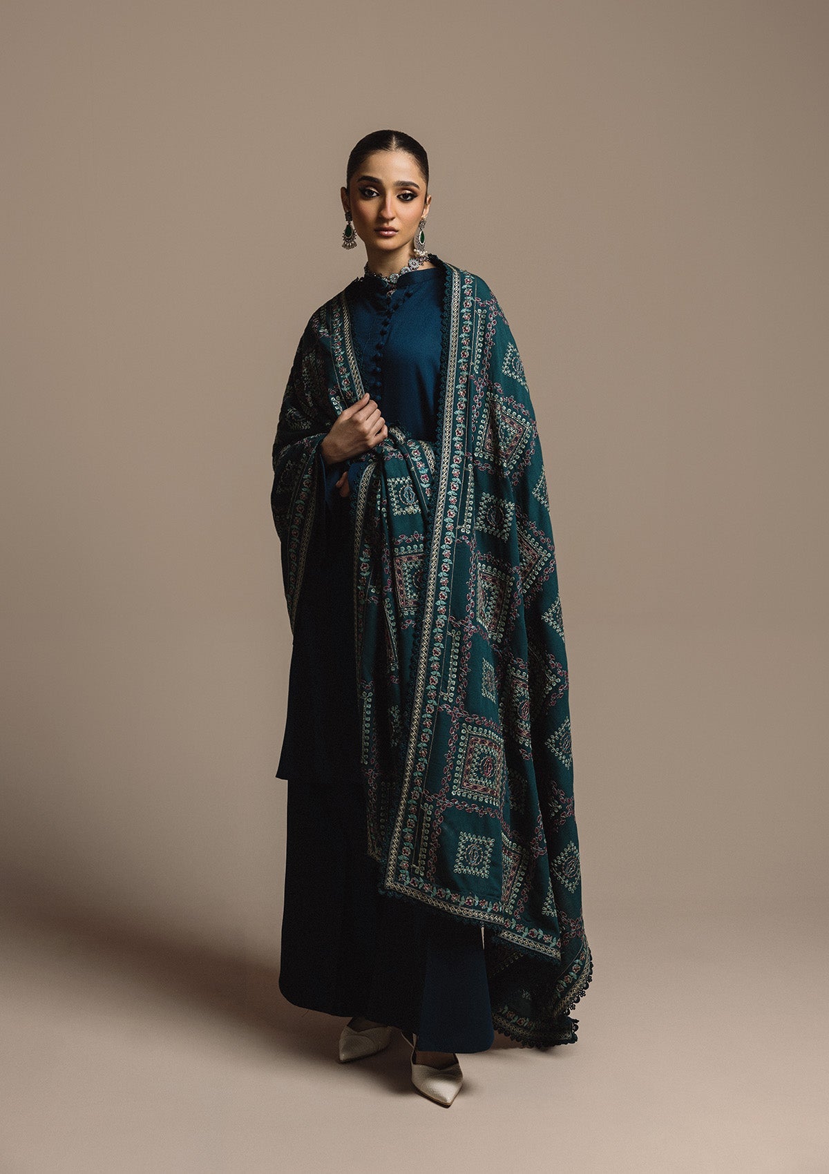 AIK ROZ '25 D3 - KARANDI - LOOK 01 Blue Long Shirt For Casual Events - Pakistani Designer Wear for Women in UK | Kifat