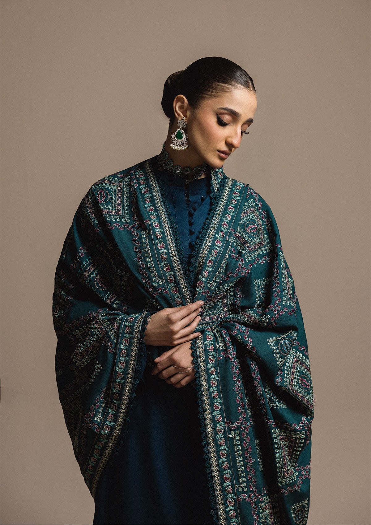 AIK ROZ '25 D3 - KARANDI - LOOK 01 Blue Long Shirt For Casual Events - Pakistani Designer Wear for Women in UK | Kifat