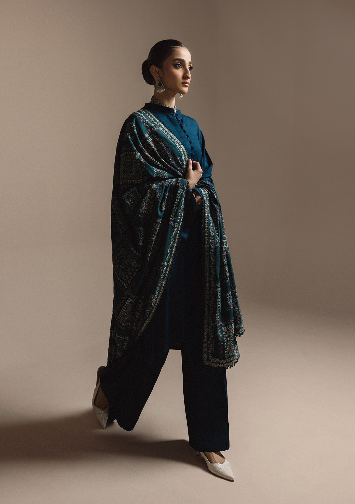 AIK ROZ '25 D3 - KARANDI - LOOK 01 Blue Long Shirt For Casual Events - Pakistani Designer Wear for Women in UK | Kifat