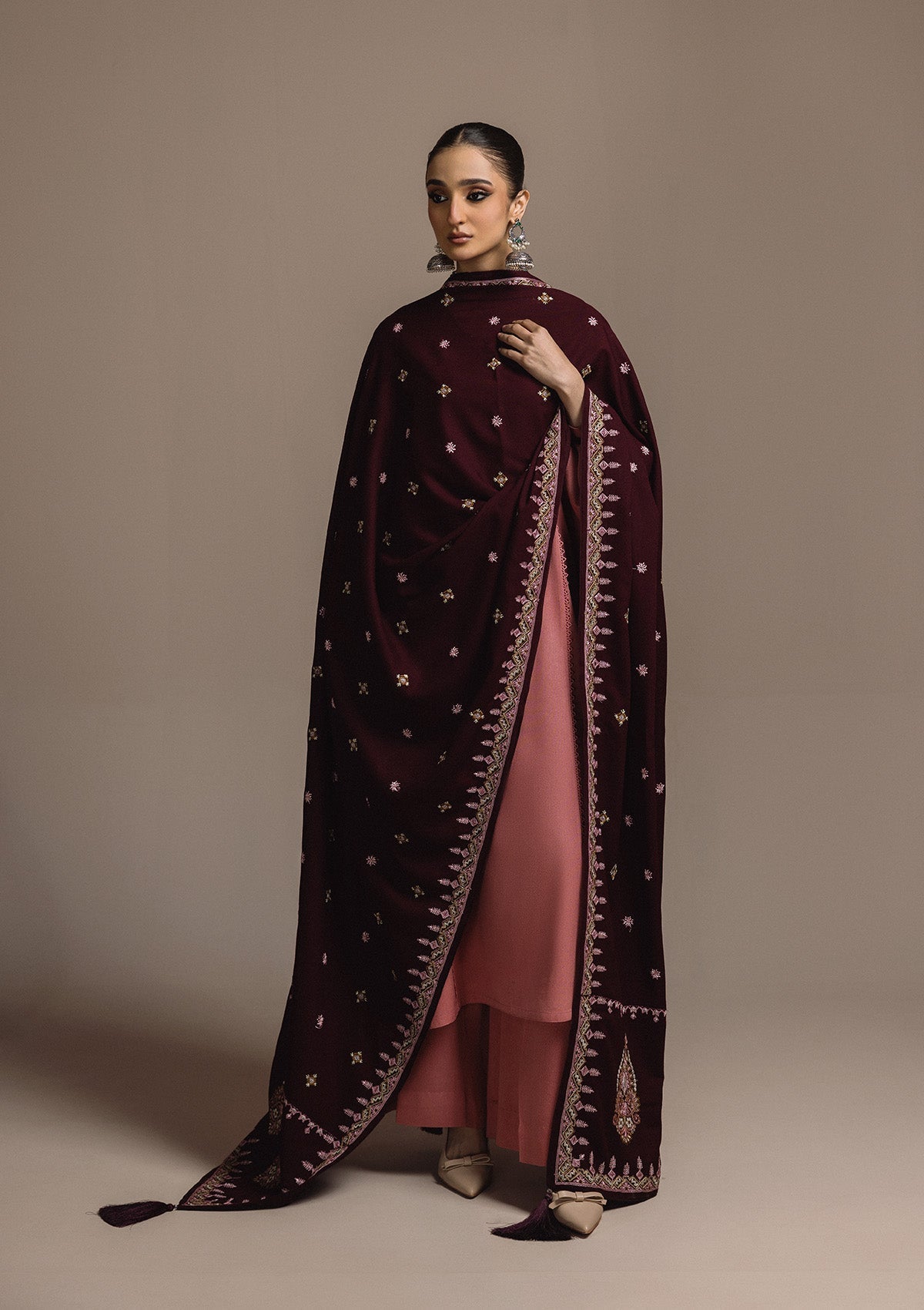 AIK ROZ '25 D3 - KARANDI - LOOK 03 Red Ruby Long Shirt For Casual Events - Pakistani Designer Wear for Women in UK | Kifat
