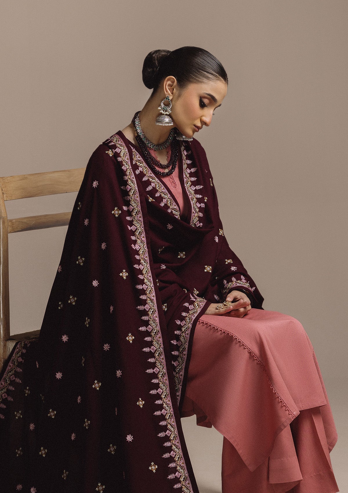AIK ROZ '25 D3 - KARANDI - LOOK 03 Red Ruby Long Shirt For Casual Events - Pakistani Designer Wear for Women in UK | Kifat