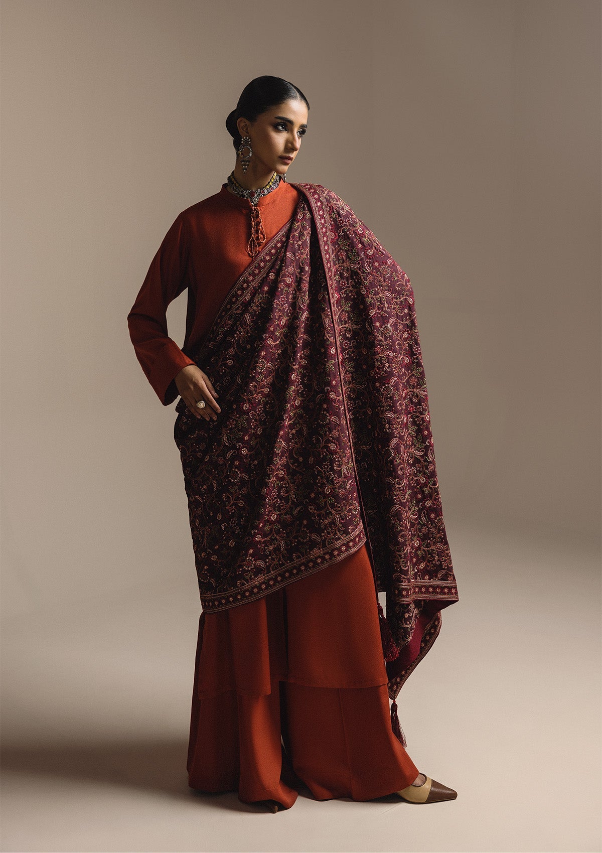AIK ROZ '25 D3 - KARANDI - LOOK 04 Red Long Shirt For Casual Events - Pakistani Designer Wear for Women in UK | Kifat