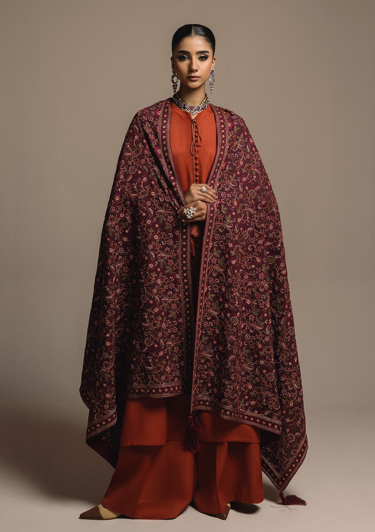 AIK ROZ '25 D3 - KARANDI - LOOK 04 Red Long Shirt For Casual Events - Pakistani Designer Wear for Women in UK | Kifat