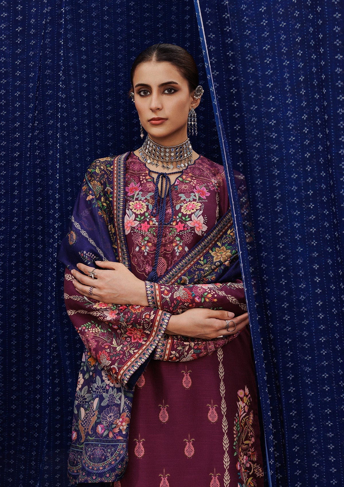 AIK ROZ '25 D2 - KHADDAR - LOOK 04 Purple Long Shirt For Casual Events - Pakistani Designer Wear for Women in UK | Kifat