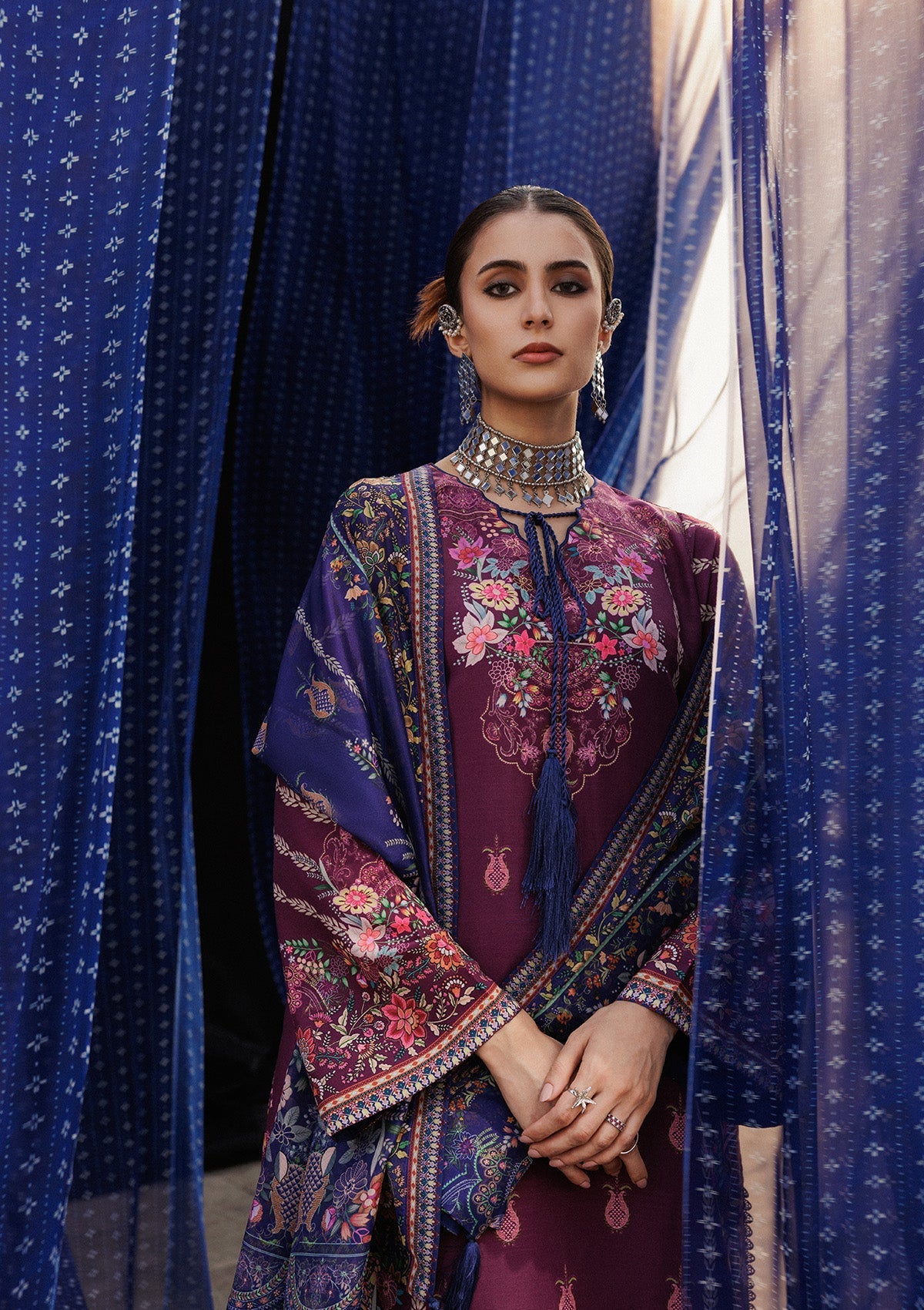 AIK ROZ '25 D2 - KHADDAR - LOOK 04 Purple Long Shirt For Casual Events - Pakistani Designer Wear for Women in UK | Kifat