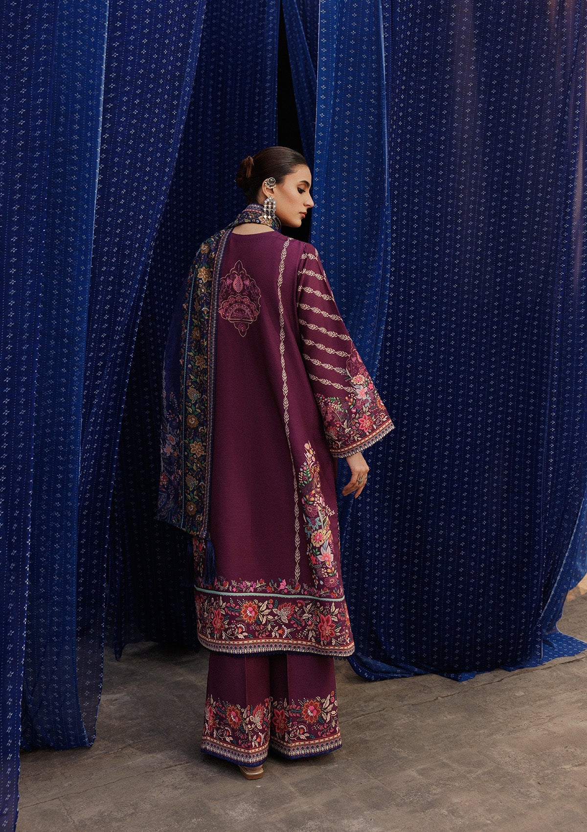 AIK ROZ '25 D2 - KHADDAR - LOOK 04 Purple Long Shirt For Casual Events - Pakistani Designer Wear for Women in UK | Kifat