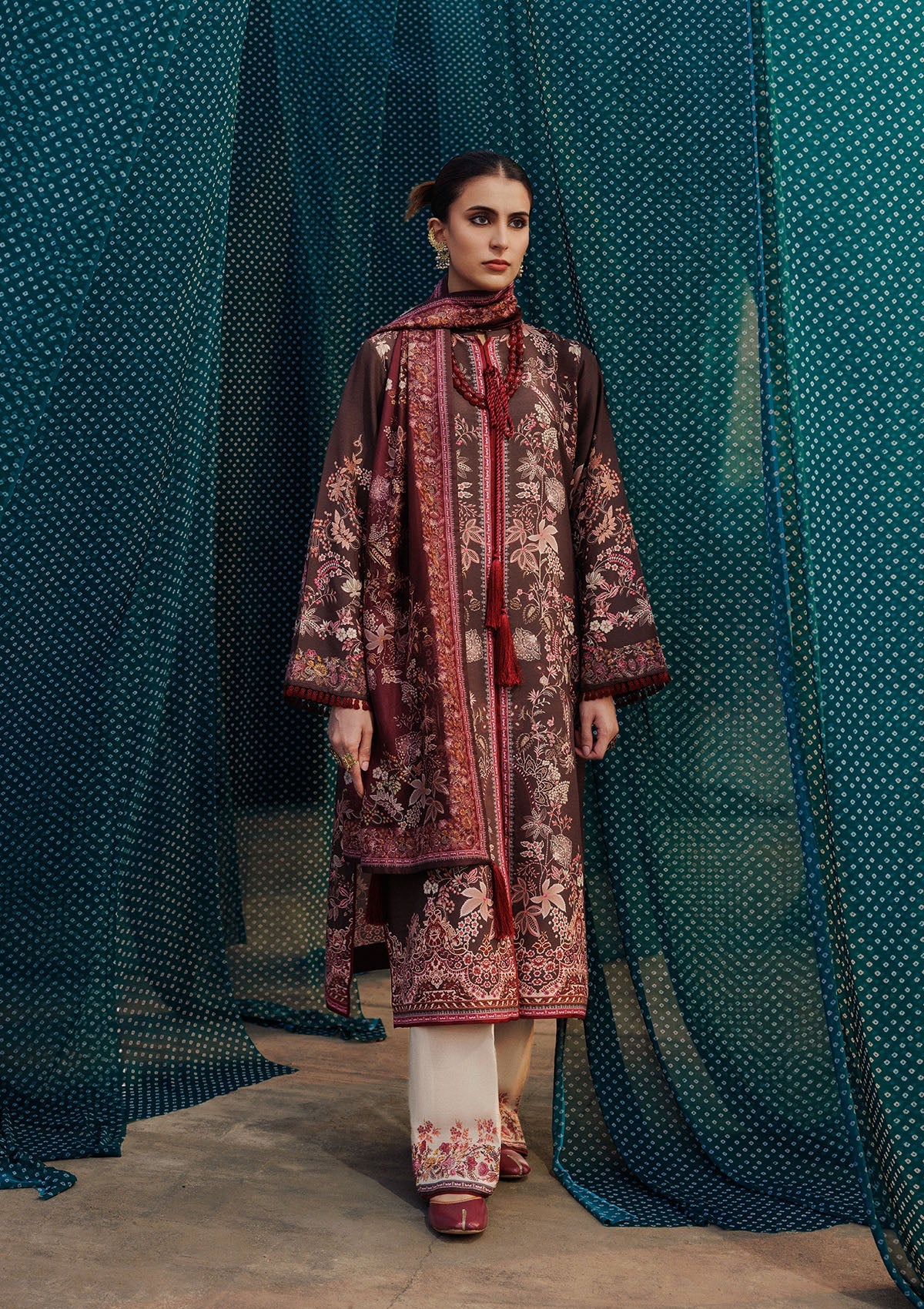 AIK ROZ '25 D2 - KHADDAR - LOOK 05 Brown Long Shirt For Casual Events - Pakistani Designer Wear for Women in UK | Kifat