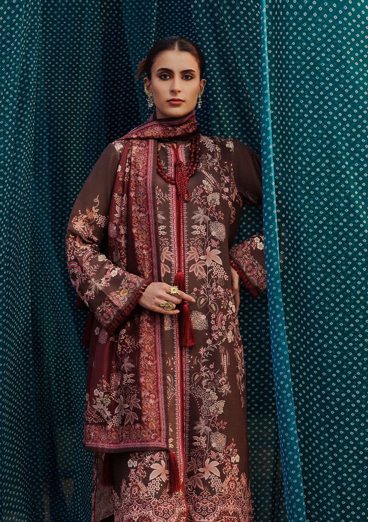 AIK ROZ '25 D2 - KHADDAR - LOOK 05 Brown Long Shirt For Casual Events - Pakistani Designer Wear for Women in UK | Kifat