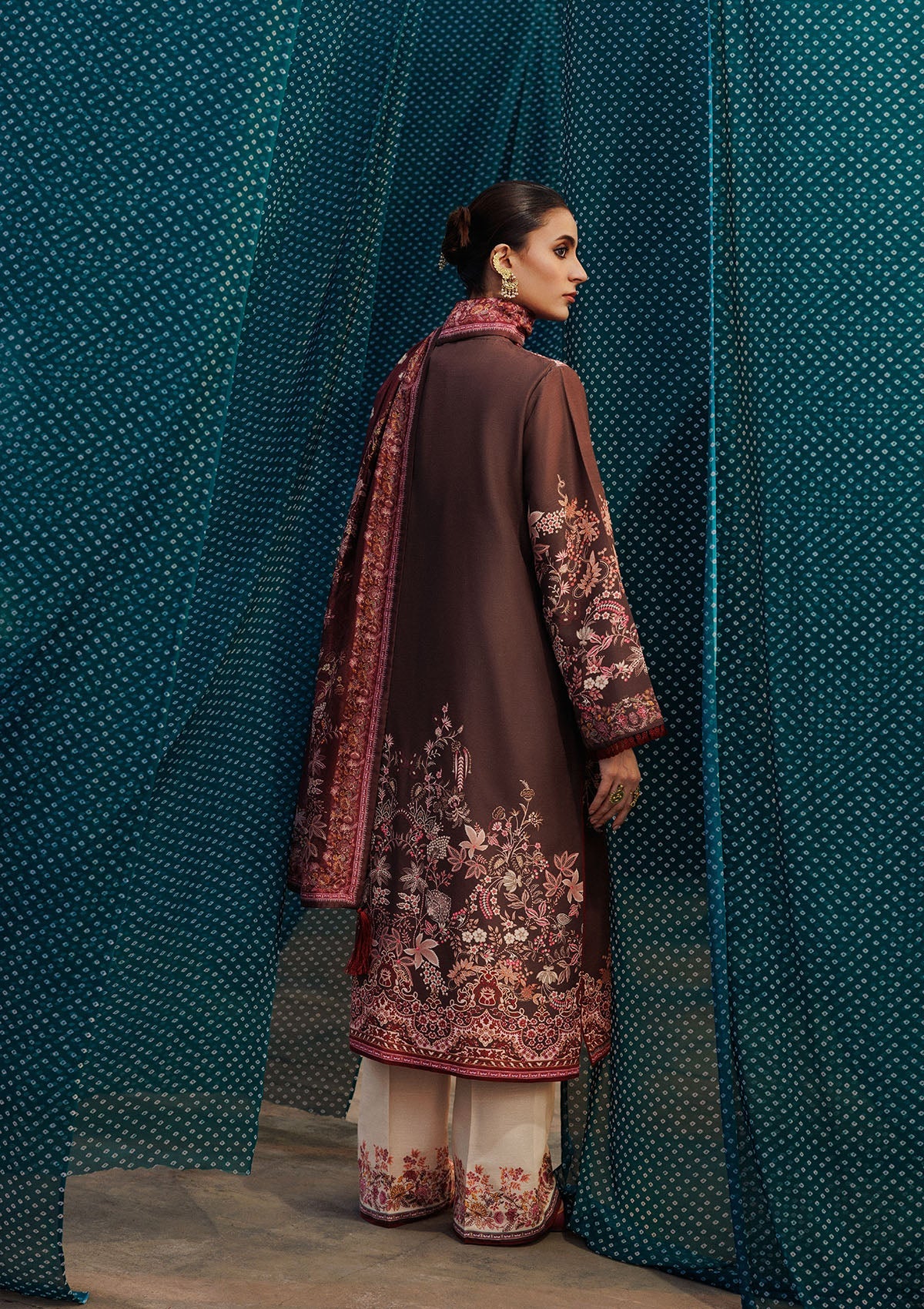 AIK ROZ '25 D2 - KHADDAR - LOOK 05 Brown Long Shirt For Casual Events - Pakistani Designer Wear for Women in UK | Kifat
