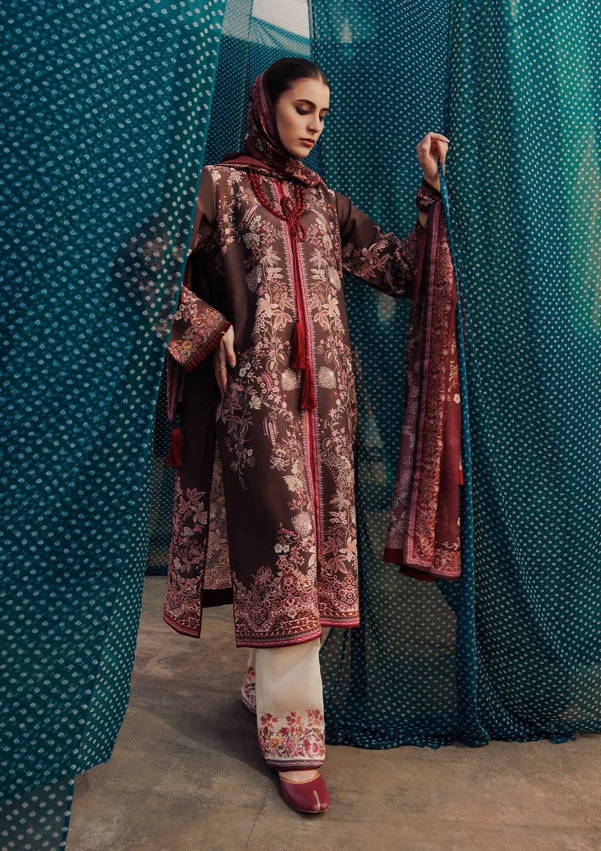 AIK ROZ '25 D2 - KHADDAR - LOOK 05 Brown Long Shirt For Casual Events - Pakistani Designer Wear for Women in UK | Kifat