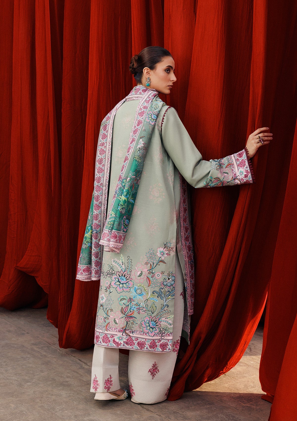 AIK ROZ '25 D2 - KHADDAR - LOOK 06 Green Long Shirt For Casual Events - Pakistani Designer Wear for Women in UK | Kifat