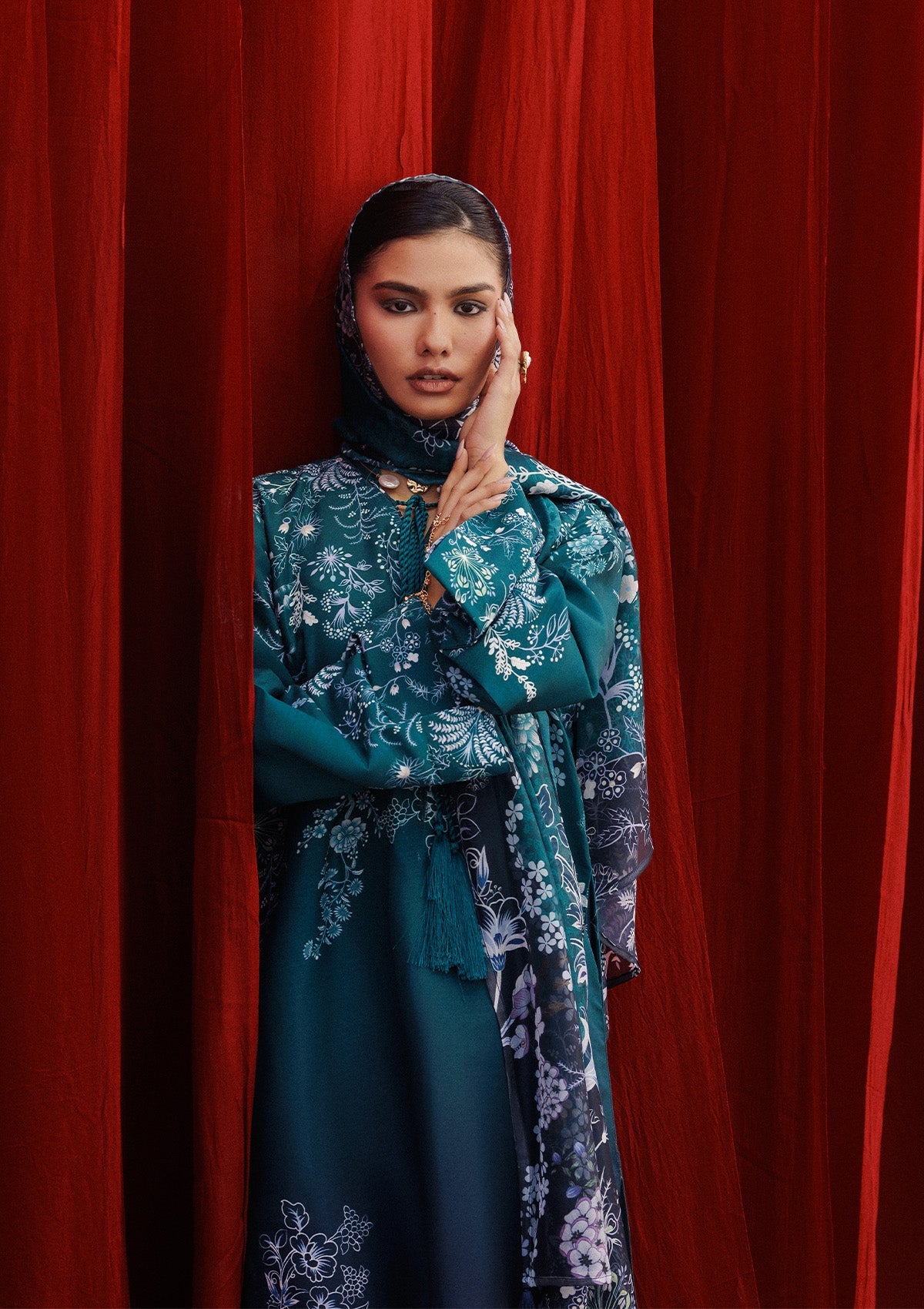 AIK ROZ '25 D2 - KHADDAR - LOOK 07 Green Teal Long Shirt For Casual Events - Pakistani Designer Wear for Women in UK | Kifat