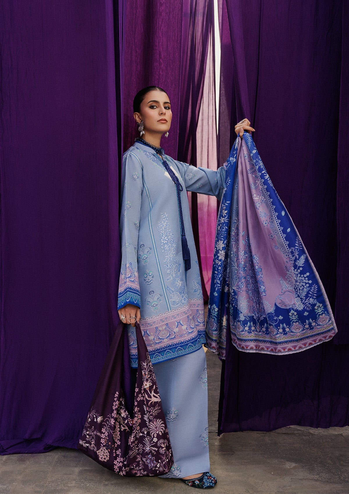 AIK ROZ '25 D2 - KHADDAR - LOOK 08 Pastel Blue Short Shirt For Casual Events - Pakistani Designer Wear for Women in UK | Kifat