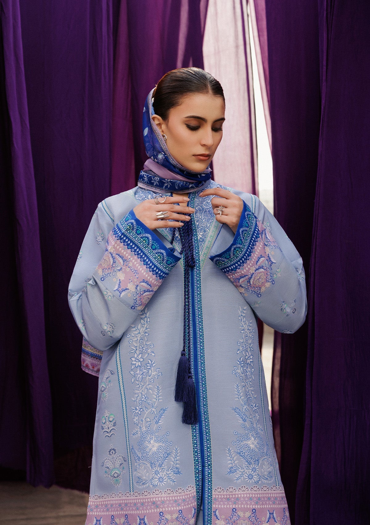 AIK ROZ '25 D2 - KHADDAR - LOOK 08 Pastel Blue Short Shirt For Casual Events - Pakistani Designer Wear for Women in UK | Kifat