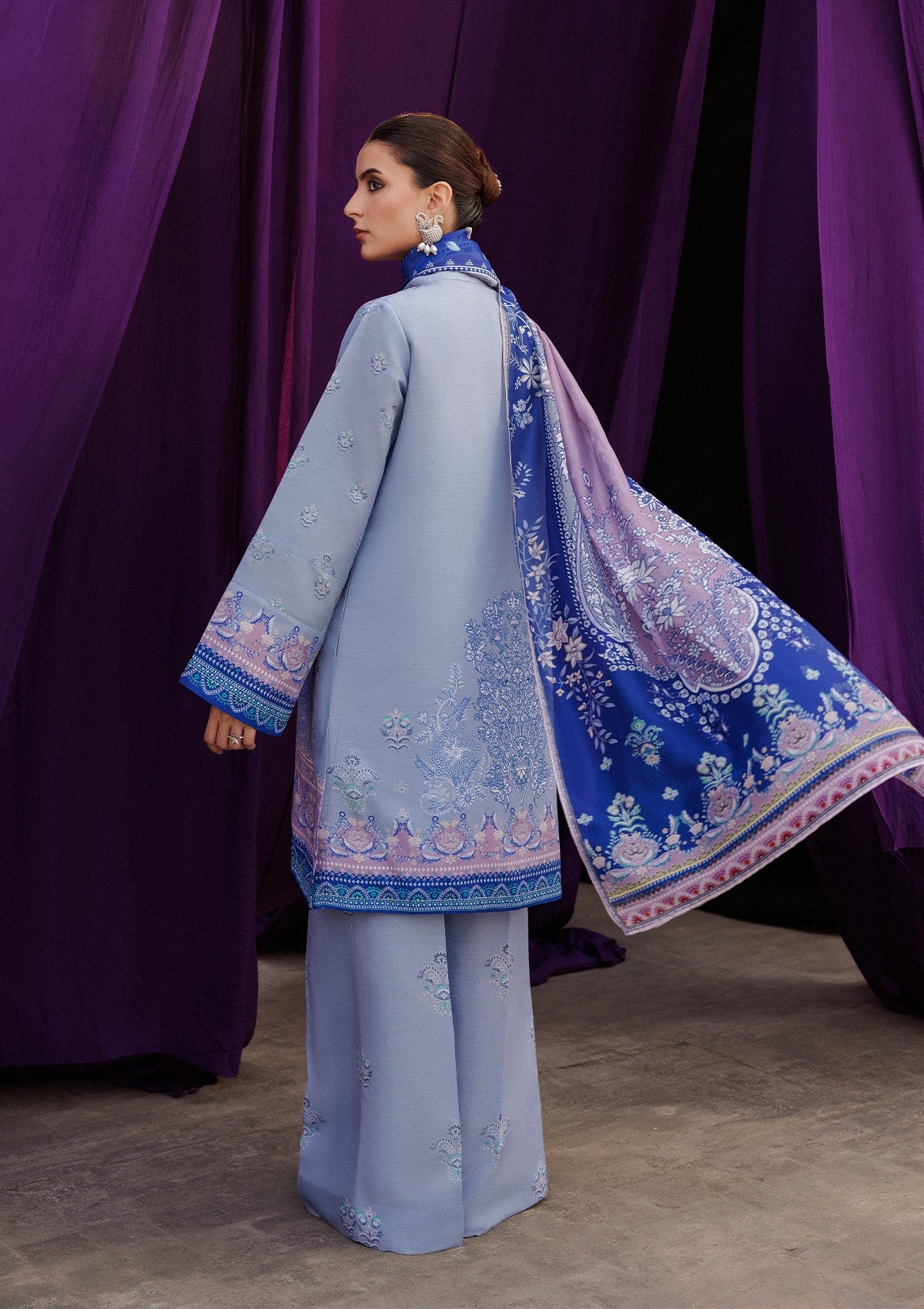 AIK ROZ '25 D2 - KHADDAR - LOOK 08 Pastel Blue Short Shirt For Casual Events - Pakistani Designer Wear for Women in UK | Kifat