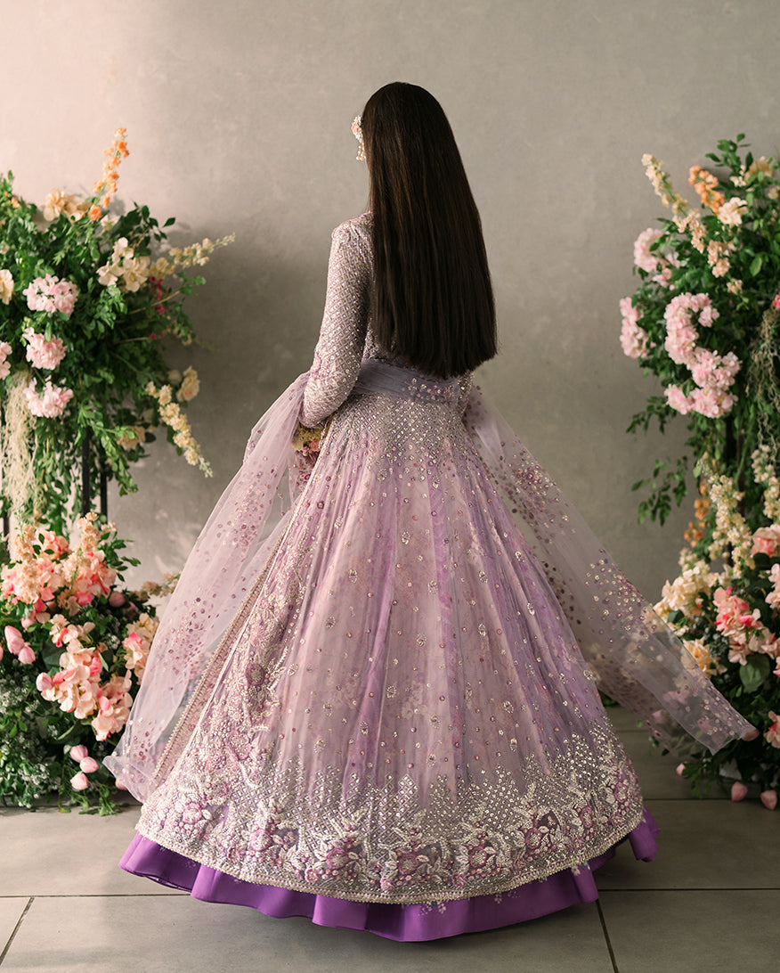 Women Wearing Alyana Lavendar Peshwas for Formal Events - Pakistani Designer Wear for Women in UK | Kifat