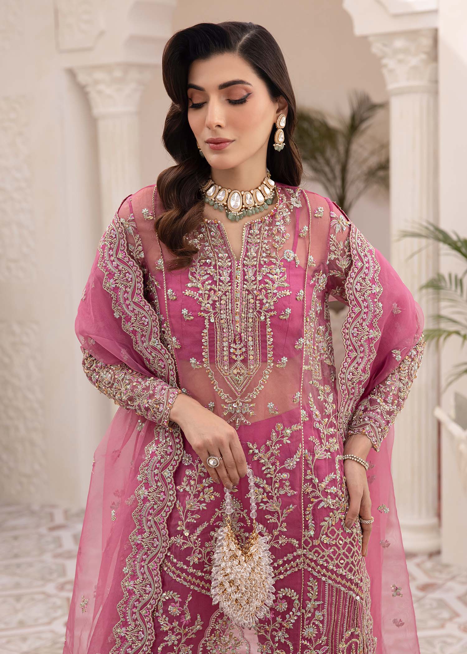 Kanwal Malik Mauve shirt with trouser for Luxury Wedding wear - Pakistani Designer Wear for Women in UK | Kifat