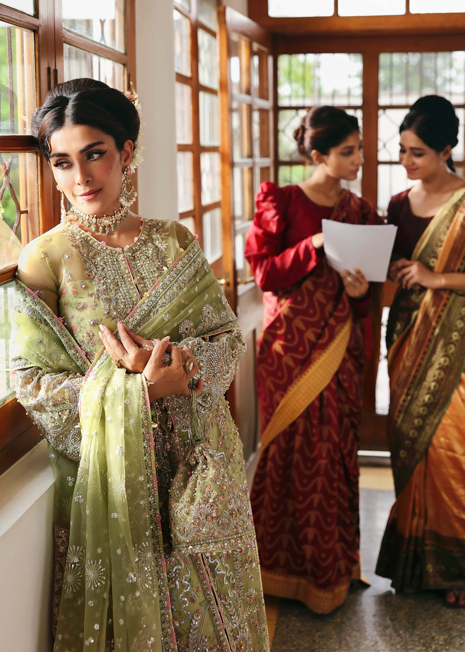Kanwal Malik Pakiza Parrot Jade Long Shirt with Sharara for Bridal wear, Guest of Formal Wedding - Pakistani Designer Wear for Women in UK | Kifat