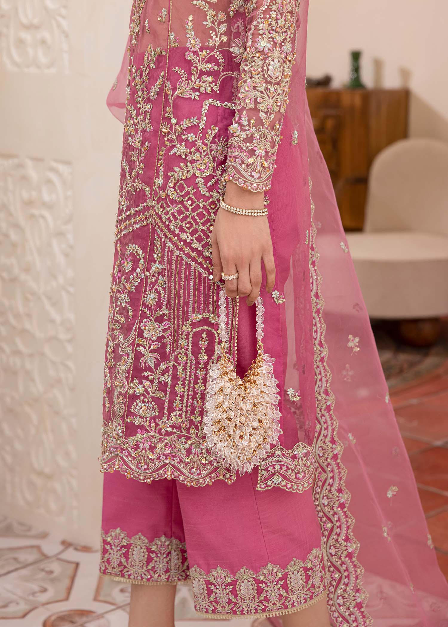 Kanwal Malik Mauve shirt with trouser for Luxury Wedding wear - Pakistani Designer Wear for Women in UK | Kifat