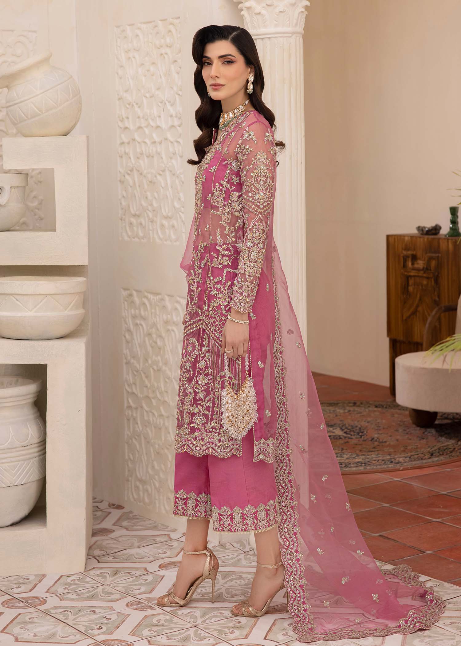 Kanwal Malik Mauve shirt with trouser for Luxury Wedding wear - Pakistani Designer Wear for Women in UK | Kifat